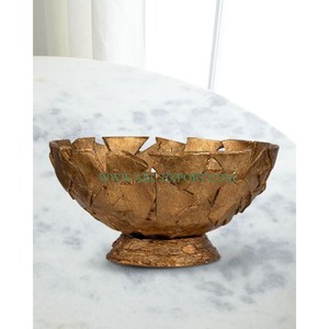 Metal Hammered <b>Large</b> Shining Polished Home Decor Bowl With Exclusive Quality Flower Shape Gold Plated New Look Decorative Bowls - Product Image 6