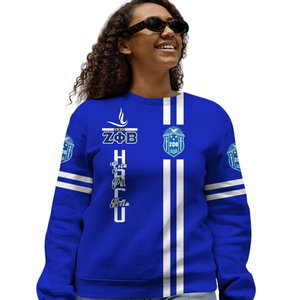 Zeta Phi Beta Crewneck Sweatshirt <b>Women</b> Blue White 1920 Sorority Apparel Greek Letter Embroidered <b>Fleece</b> Pullover <b>Top</b> - Product Image 2