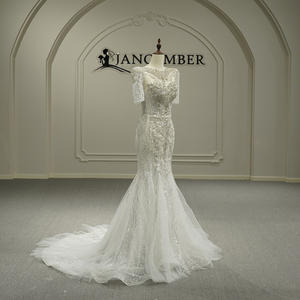 Jancember GT26052 Abiti da Sposa Stile Sirena con Maniche Corte, Paillettes e Perline per Donne - Product Image 2