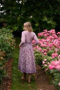 Lila Bohemian Pure Cotton Dress Hand Block Printed Lilac Purple Holiday Summer Ethical Fashion - Product Image 6