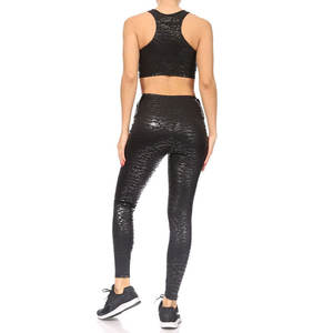 Conjuntos de Yoga cómodos de alta calidad transpirables con cintura elástica sin mangas para mujer, ropa de gimnasio sin costuras de Color sólido de 2 piezas - Product Image 5