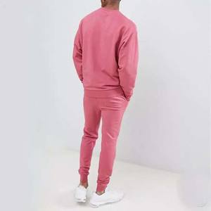 New Fashion 2025 Tracksuits Customized logo <b>Embroidery</b> Printing pink Color Tracksuit Men Cotton Fleece Pullover Sweatsuits <b>Sets</b> - Product Image 5