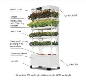 Sistema Idroponico Verticale per Coltivazione in Serra con 72 Porte di Piantumazione, 85 Vassoi da Semina, Luce LED e Serbatoio di Irrigazione - Product Image 2