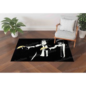 Tapis imprimé graffiti Banksy abstrait : Art moderne pour votre espace, Tapis fin non tissé - Product Image 1