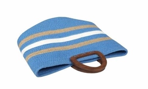 Cesta de almacenamiento de yute y algodón azul hecha a mano, organizador de mango corto ecológico para el hogar y la Oficina, cierre magnético - Product Image 2