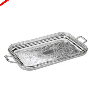 Bandeja de servicio de diseño con acabado plateado superventas para hoteles y restaurantes - Product Image 4