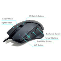 Mouse Gaming Ergonomis dengan Lampu Latar RGB 12.400 DPI Tinggi Sensor Optik USB Berkabel 7 Tombol Dapat Diprogram Orientasi Tangan Kanan