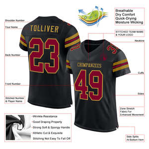 Camiseta de fútbol americano juvenil personalizable, duradera, transpirable para la práctica, partido escolar, listo para el juego, uniforme de entrenamiento para - Product Image 4
