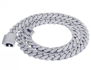 <b>Top</b> Quality Fully Iced Out Moissanite Round Diamond Studded In S925 Sterling <b>Silver</b> Party Wear Hip Hop Cuban <b>Chain</b> - Product Image 1