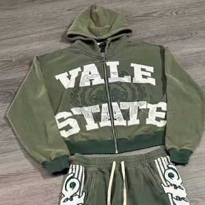 Conjunto Deportivo Unisex de Primera Calidad con Apliques Bordados, Transpirable, Lavado Ácido, Sudadera con Capucha y Pantalones Deportivos de Gran Gramaje - Product Image 4