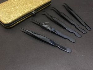 แหนบดึงขนตาคุณภาพสูง สีดำล้วน ผลิตจากเหล็กกล้าไร้สนิมญี่ปุ่น ป้องกันไฟฟ้าสถิต |   อุปกรณ์ต่อขนตาแบบวอลลุ่มพร้อมโลโก้สั่งทำ - Product Image 3