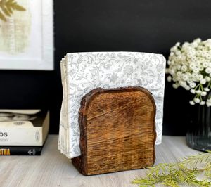 Servilletero de madera de granja para mesa | Dispensador de pañuelos de madera antiguo Mesa Cocina Baño Restaurante Bar Cóctel - Product Image 6