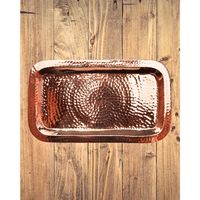 Plateau de service rectangulaire en cuivre martelé artisanal vintage, couleur personnalisée, finition antique polie, 12x7 pouces
