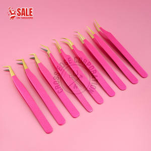 Pinza Profesional para Extensión de Pestañas con Punta de Fibra, 45 Grados, Agarre Nano para Volumen, Aislamiento Recto, Herramienta de Acero Inoxidable - Product Image 1