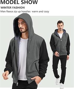 Sudaderas con capucha informales de invierno para hombre, Color sólido, ajuste Regular, 100% algodón, Polar, secado rápido, respetuoso con el medio ambiente, transpirable - Product Image 3