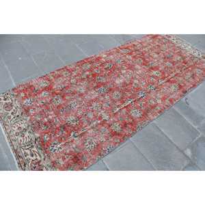3.6x8.9 ft Vintage Turkish Rug, Area Rug, <b>Red</b> <b>Wool</b> Rug - Product Image 4