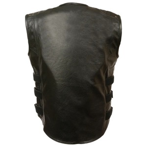 Nouveau chaud tendance personnalisé en cuir véritable motard moto gilet en cuir épais moto gilet col en v col hommes femmes hiver - Product Image 5