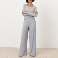 Ensemble de pyjama en coton biologique pour femmes, ensemble de pyjama à manches longues, vêtements de maison pour femmes, vêtements de détente personnalisés en deux pièces, pyjama écologique