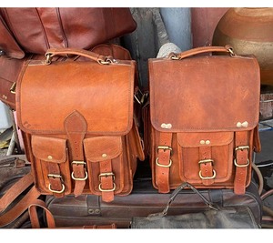 Paquete de bolso de cuero genuino de alta calidad, duradero, hecho a mano, bolso de mochila Vintage de Cuero 100% genuino para viajes escolares y universitarios - Product Image 1