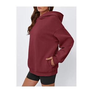 2025 pull à capuche léger en polaire toutes couleurs pour femmes sweats à capuche courts à quantité minimale de commande bas avec motif imprimé solide pour la vente en vrac d'hiver - Product Image 1