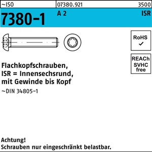 <b>Flat</b> Head <b>Screw</b> ISO 7380-1 ISR VG M6x25-T30 A2 500 Pieces - Product Image 1