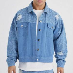 Veste en jean pour homme, style boutonnière, coupe slim, vente en gros, différentes couleurs, vêtements, vêtements en denim pour homme - Product Image 3