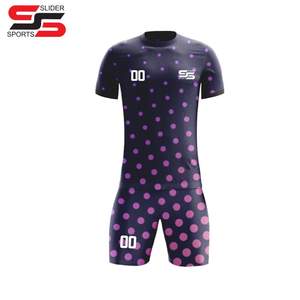 Venta al por mayor OEM uniforme de fútbol personalizado impresión por sublimación de manga corta y pantalones de poliéster de alta calidad uniforme de fútbol de secado rápido - Product Image 1