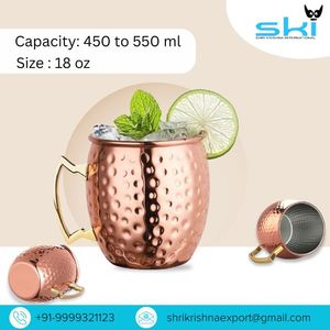 Mula de Moscú de 550ml del fabricante al por mayor y taza de cobre martillada con mango de latón cóctel Mocktail cerveza beber taza koi - Product Image 4