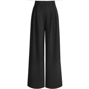Pantalones de vestir de pierna ancha para mujer Pantalones de niña sueltos informales de negocios de cintura alta - Product Image 6
