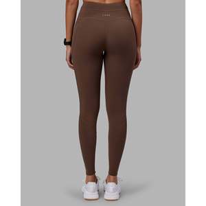 <b>Women's</b> High-Waisted Full-Length <b>Leggings</b> <b>with</b> <b>Pockets</b>-Drawstring Chocolate Martini - Product Image 4