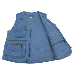 Gilet de travail personnalisé de haute qualité avec col pour hommes Gilet de travail pour hommes Gilets zippés en coton durable avec patch Gilet de poche en 5 dimensions - Product Image 3