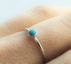 Turquesa piedra preciosa Lisa 10x12mm tamaño bisel conjunto anillo 925 Plata hecha a mano banda gruesa anillo rodio plateado para boda - Product Image 2