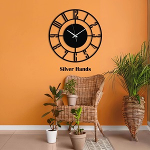 Reloj de pared de metal negro redondo de diseñador con diseño de marco único, acento decorativo perfecto para sala de estar, dormitorio u oficina - Product Image 3