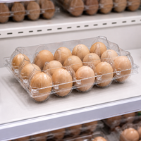 Bandeja para Huevos de 15 Unidades, Transparente, de Plástico PET, Apilable, Tipo Concha, para Granjas Avícolas, Comercios Minoristas y Centros de Empacado de Huevos