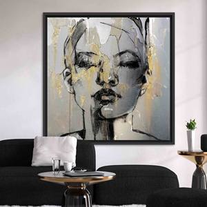 Toile imprimée avec portrait abstrait moderne - Art contemporain élégant, encadré noir - Product Image 1