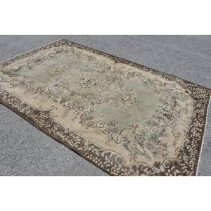 Classic Beige Brown 6.4 X 9.6 ft Wool <b>Rug</b> Turkish Patchwork Design for Entryway Living Room <b>Bedroom</b> Latex Rectangular Hallway - Product Image 2