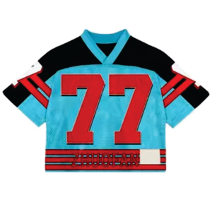 Camiseta de fútbol americano con diseño de retazos de malla al por mayor, camiseta de fútbol cuadrada de gran tamaño recortada personalizada - Product Image 5