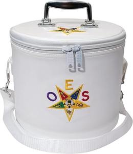 Boîte de rangement pour chapeau/casquette de frère maçon Shriner, en cuir rouge, broderie à la main, strass et fil de bullion - Product Image 4