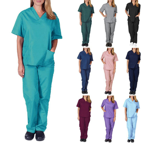 ชุดเครื่องแบบพยาบาลแขนสั้นชุดเครื่องแบบโรงพยาบาลผ้ายืดชุดเสื้อกางเกงสครับ - Product Image 1