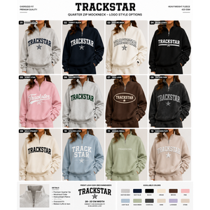 ชุดเซ็ตเสื้อสเวตเชิ้ตคอเต่าตัวยาวสีขาวแบบโอเวอร์ไซส์สำหรับผู้หญิง พร้อมกางเกงขาสั้นปักลาย  ผ้าหนา  แบรนด์ Trackstar รับผลิตแบบ OEM และ Private Label - Product Image 5