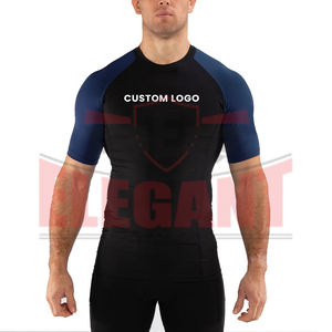 Noir Bleu Couleur Tarif de Gros Personnalisé Haute Qualité Nouvelle Arrivée OEM ODM Service Compression À Manches Courtes Rash Guard - Product Image 1