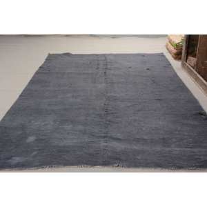 Tapis turc vintage moderne de 5.4x11 pieds en laine noire, patchwork fait à la main, avec support en latex pour le salon ou la chambre à coucher. - Product Image 3