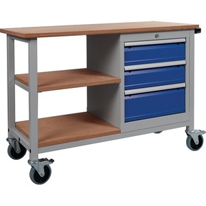 <b>Tool</b> Cabinets Beech Multiplex Workbench W1200xD540xH880mm Light Grey/Signal Blue 3 <b>Drawers</b> - Product Image 2