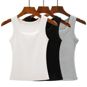 Débardeur doux haut en coton femmes tenues d'été serré et Sexy débardeur tricoté bas chemise et haut sans manches pour vêtements d'extérieur - Product Image 1