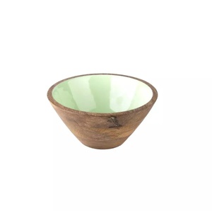Enamel Design Wooden Bowl for Serving Creative Vintage New Design wooden Bowl Kitchen <b>Utensils</b> Custom Solid - Product Image 1