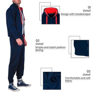 100% Cotton tracksuits sets for <b>men</b> with your brand logo printed Hooded hood trousers thick fleece fabric - Product Image 6