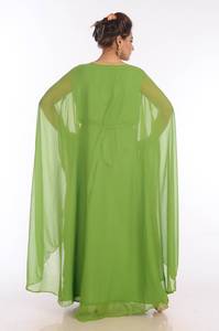 Georgette verte brodée zari travail caftans islamiques - Product Image 3