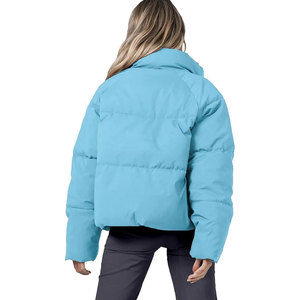 Good Quality Women's Black <b>Nylon</b> Shell Short Puffer Jacket Breathable Winter Clothing Canvas <b>Fabric</b> Solid Pattern Knitted - Product Image 2