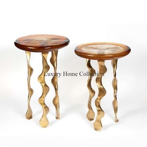 เฟอร์นิเจอร์ห้องนั่งเล่นแฟนซีและโต๊ะกลางตกแต่งทำจากทองเหลืองโบราณดีไซน์แบบเรขาคณิต - Product Image 5