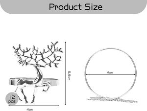 Luxe noël renne serviette anneau argent métal décoration de Table mariages fêtes de noël Thanksgiving dîners papier bois - Product Image 6